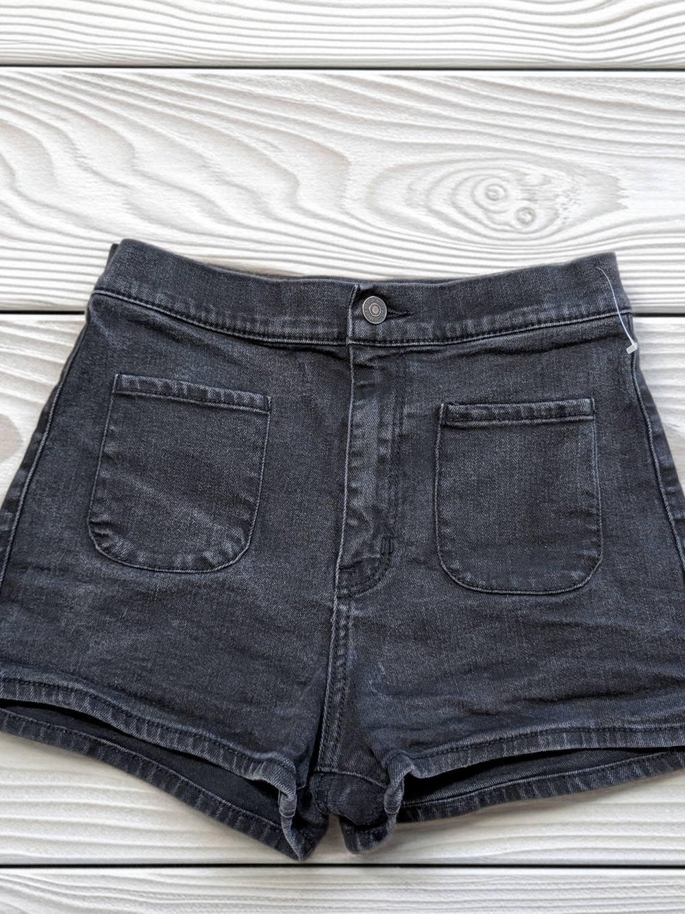 Abercrombie & Fitch 6 W28 Black-Charcoal High-Rise Jean Shorts